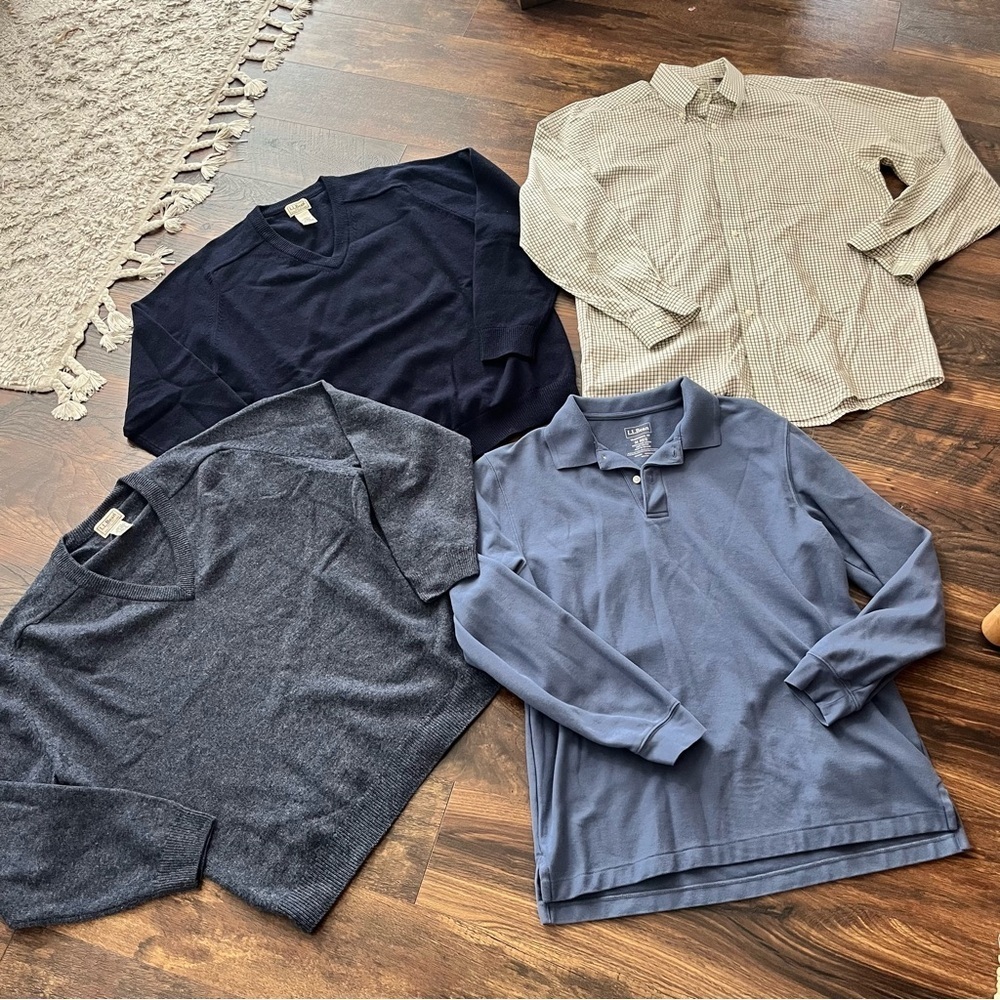 Lot of 4 Men’s L.L. Bean Long Sleeve Shirts Size Medium Wool